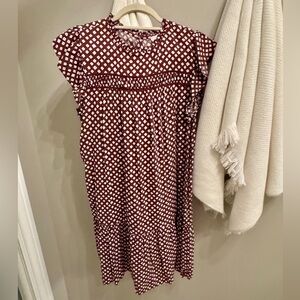 LOFT Brown and White Geometric Dress